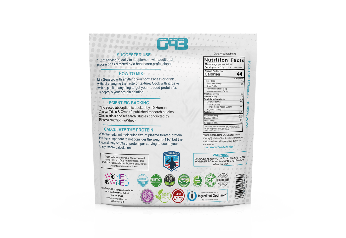 GENEPRO G3 100% FLAVORLESS PROTEIN (The Original but Better)